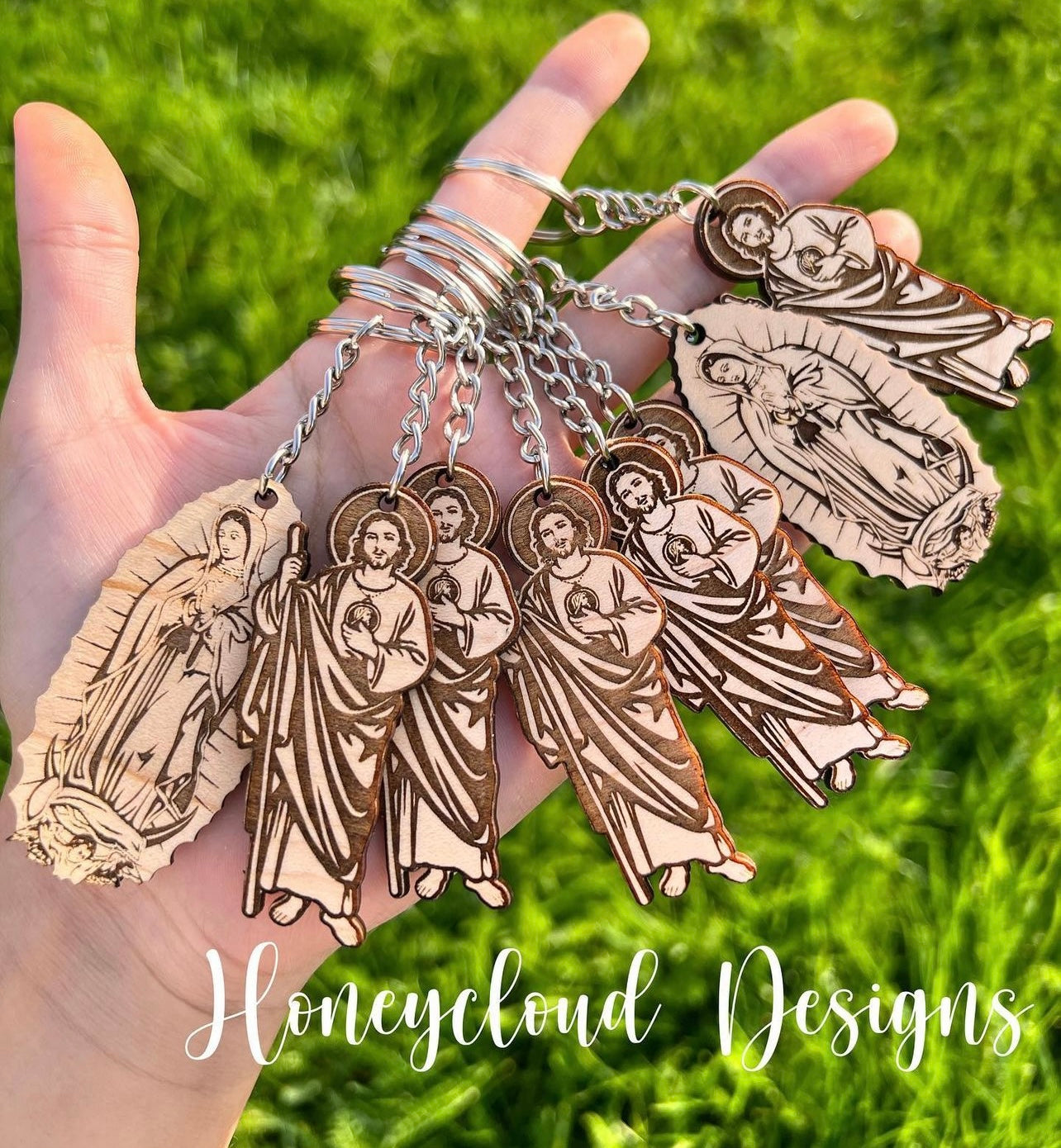 Wood Virgen De Guadalupe Keychain