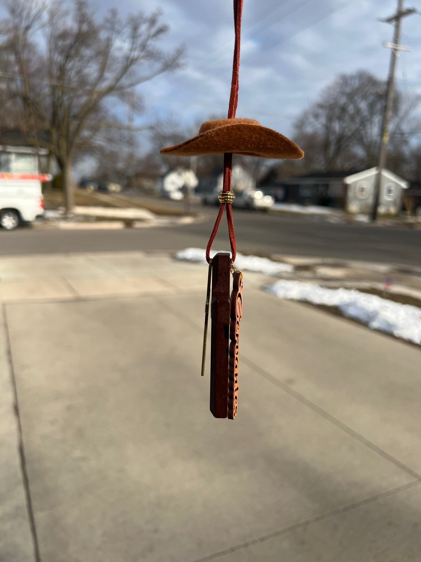 Tejana + Last name rear view mirror charm