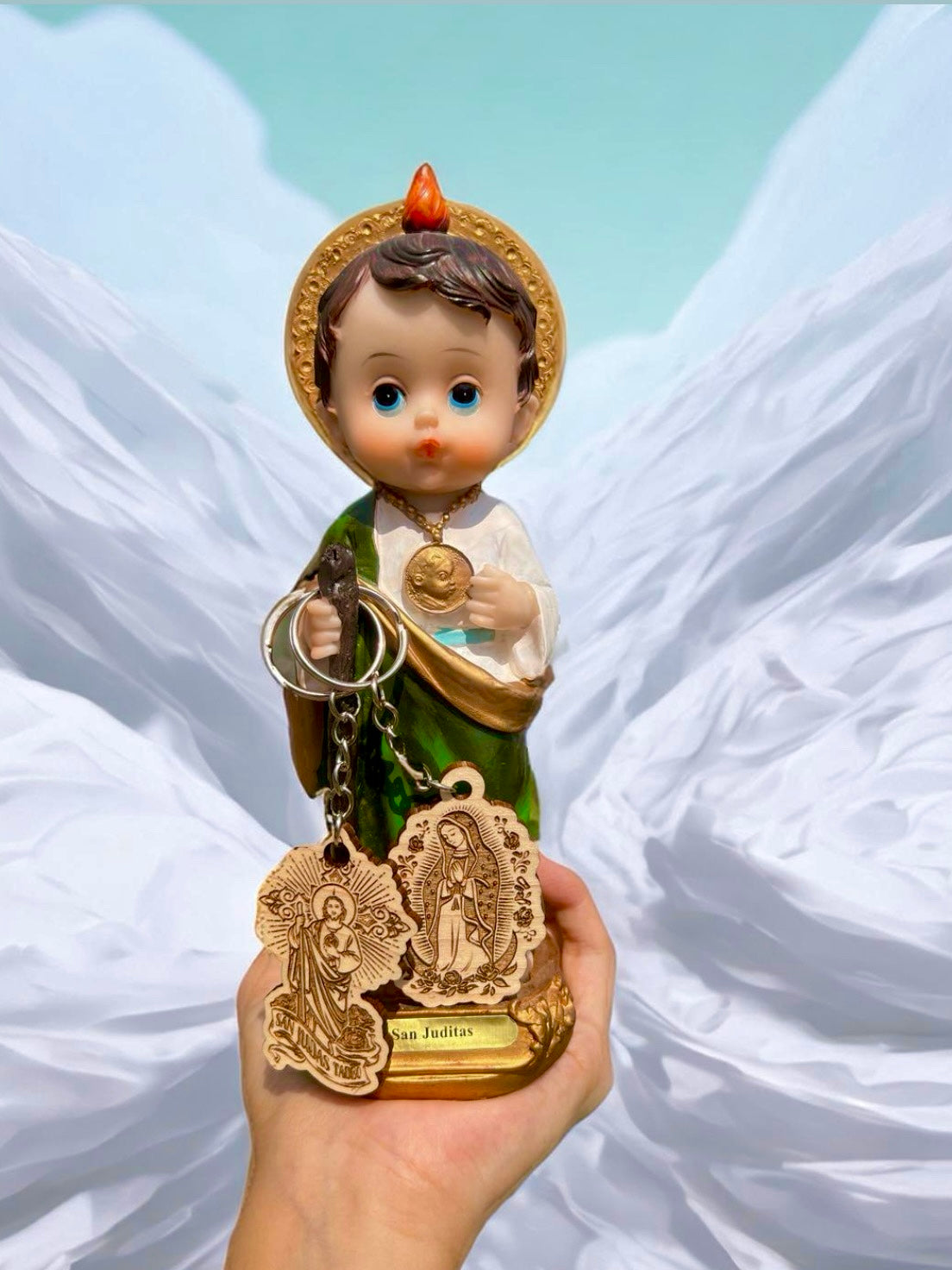 Wood Virgen De Guadalupe Keychain