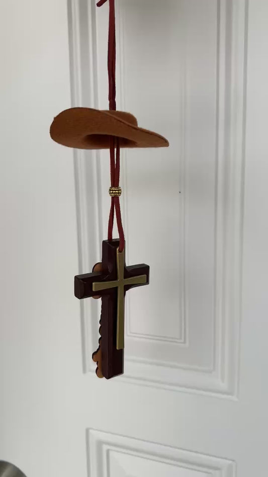 Tejana + Last name rear view mirror charm